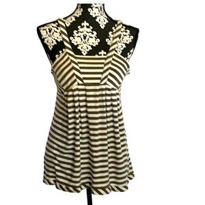 BCBGMaxazria sleeveless striped babydoll pleated tank